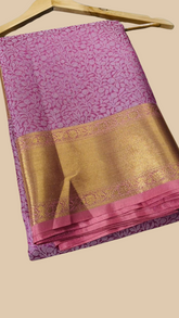 Lavender Pink Tissue Silk Saree